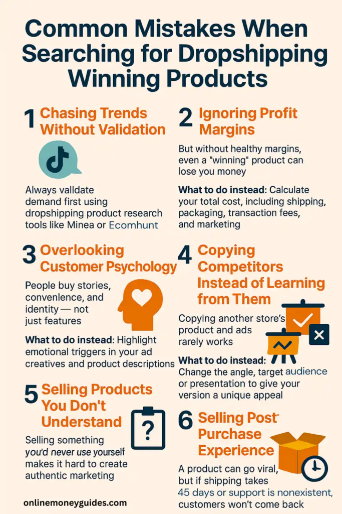 common mistakes dropshipping